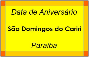 Data de Aniversário da Cidade São Domingos do Cariri