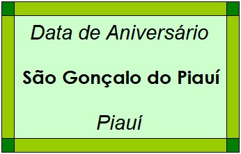 Data de Aniversário da Cidade São Gonçalo do Piauí