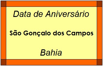 Data de Aniversário da Cidade São Gonçalo dos Campos