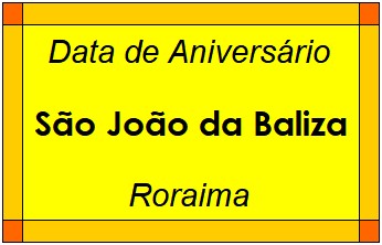 Data de Aniversário da Cidade São João da Baliza