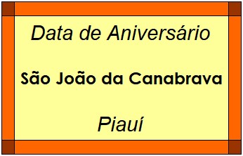 Data de Aniversário da Cidade São João da Canabrava