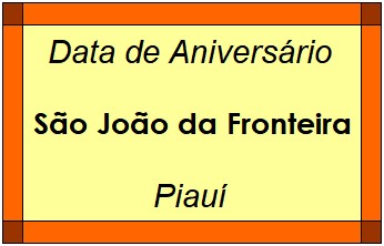 Data de Aniversário da Cidade São João da Fronteira