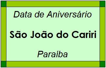 Data de Aniversário da Cidade São João do Cariri