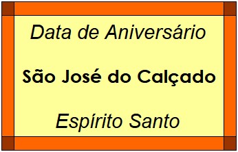 Data de Aniversário da Cidade São José do Calçado