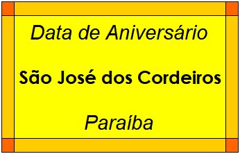 Data de Aniversário da Cidade São José dos Cordeiros