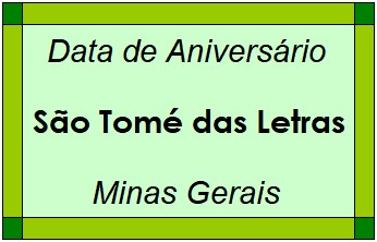 Data de Aniversário da Cidade São Tomé das Letras