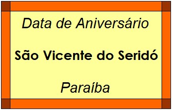 Data de Aniversário da Cidade São Vicente do Seridó