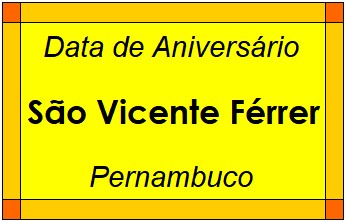 Data de Aniversário da Cidade São Vicente Férrer