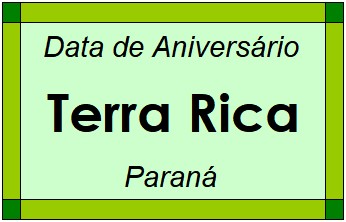 Data de Aniversário da Cidade Terra Rica