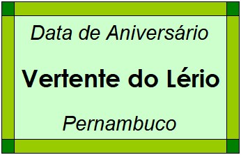 Data de Aniversário da Cidade Vertente do Lério