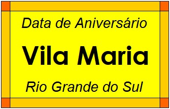 Data de Aniversário da Cidade Vila Maria