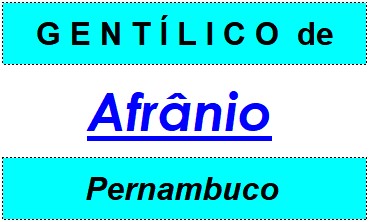 Gentílico da Cidade Afrânio