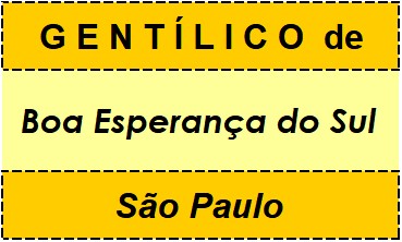 Gentílico da Cidade Boa Esperança do Sul