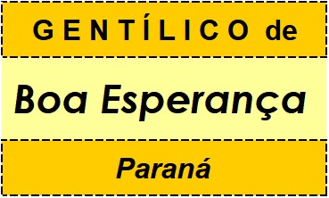 Gentílico da Cidade Boa Esperança