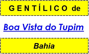 Gentílico da Cidade Boa Vista do Tupim