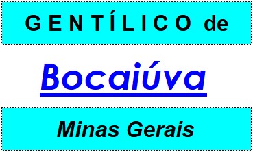 Gentílico da Cidade Bocaiúva