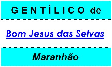 Gentílico da Cidade Bom Jesus das Selvas