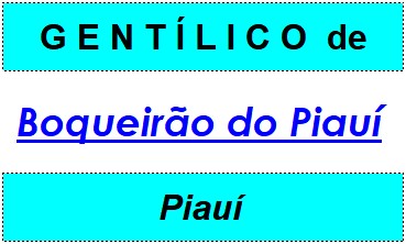 Gentílico da Cidade Boqueirão do Piauí