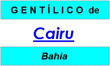 Gentílico da Cidade Cairu