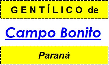 Gentílico da Cidade Campo Bonito