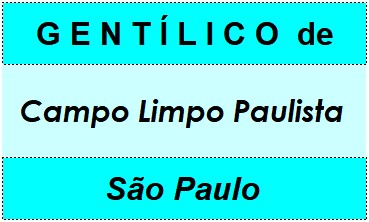 Gentílico da Cidade Campo Limpo Paulista