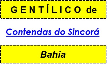 Gentílico da Cidade Contendas do Sincorá