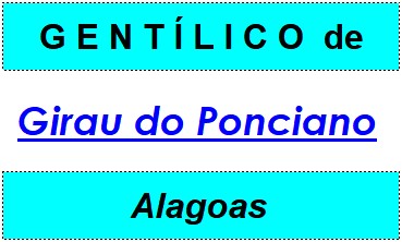 Gentílico da Cidade Girau do Ponciano