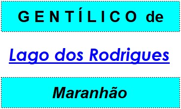 Gentílico da Cidade Lago dos Rodrigues