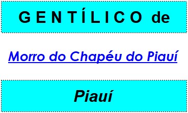 Gentílico da Cidade Morro do Chapéu do Piauí