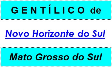 Gentílico da Cidade Novo Horizonte do Sul