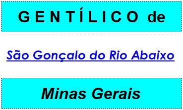 Gentílico da Cidade São Gonçalo do Rio Abaixo