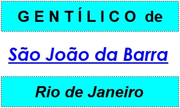 Gentílico da Cidade São João da Barra