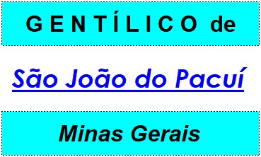 Gentílico da Cidade São João do Pacuí