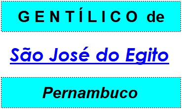 Gentílico da Cidade São José do Egito