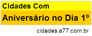 Cidades Que Fazem Aniversário no Dia 1º