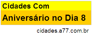 Cidades Que Fazem Aniversário no Dia 8