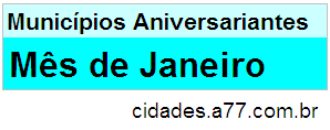 Cidades Que Fazem Aniversário no Mês de Janeiro